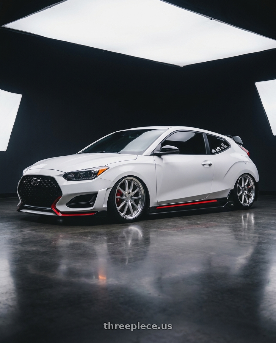 2022 Hyundai Veloster N with Vors AR5 5x114.3 17x8 +35 Silver Machine Face Lip Chrome Rivet wheels