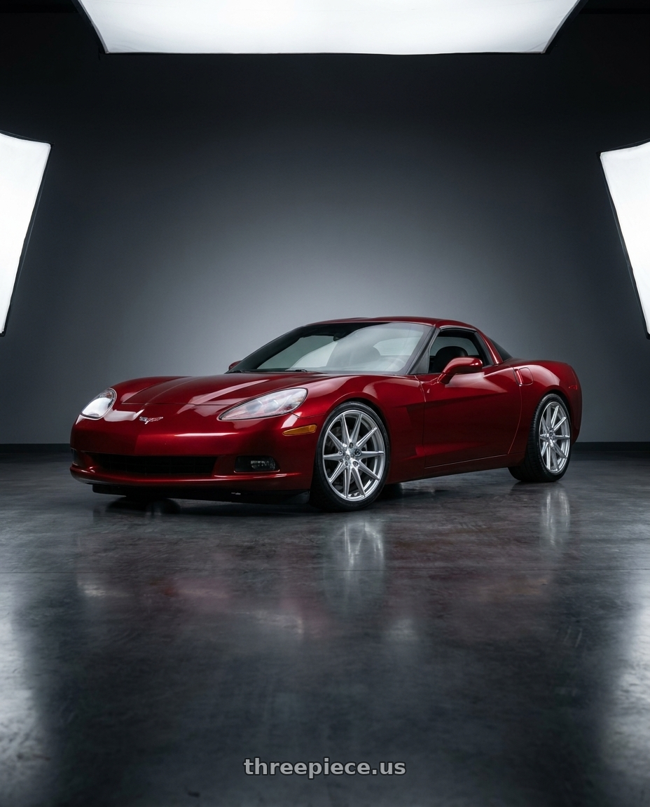 2009 Chevrolet Corvette Base Model with VOSSEN HF6-5 6X135 22x9.5 +20 SILVER POLISHED wheels