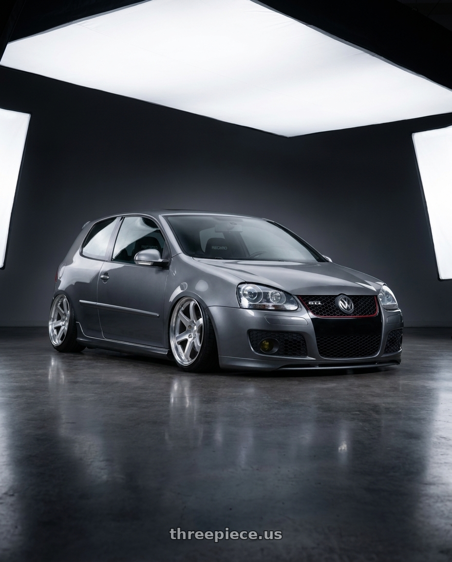 2009 VW GTI with Work Gnosis Cvd 5x114.3 19x9.5+45 W Disk Brush Silver Clear wheels