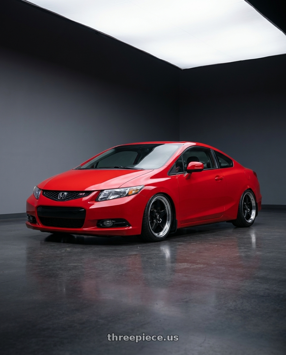 2015 Honda Civic Si with Forgestar D5 Drag 5x114.3 17x5 -21 Gloss Black Machined wheels