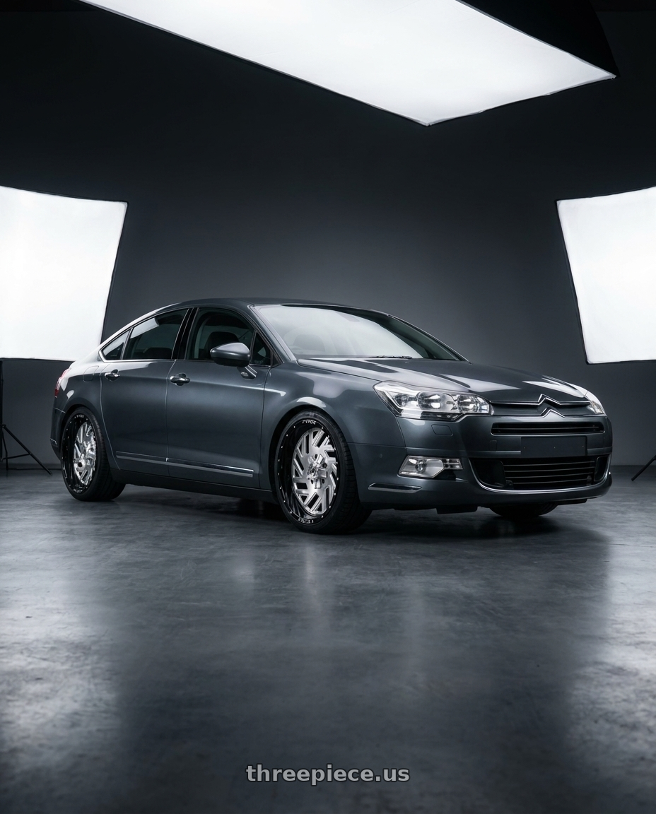 2010 Citroen C5 with XFX Flow XFX-304 5x127/5x139.7 24x14 -76 Brushed & Milled with Black Lip wheels