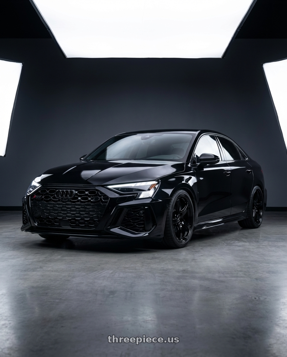 2022 Audi RS3 8Y with Gram Lights 57CR 5x112 19x10.5+22 Glossy Black wheels