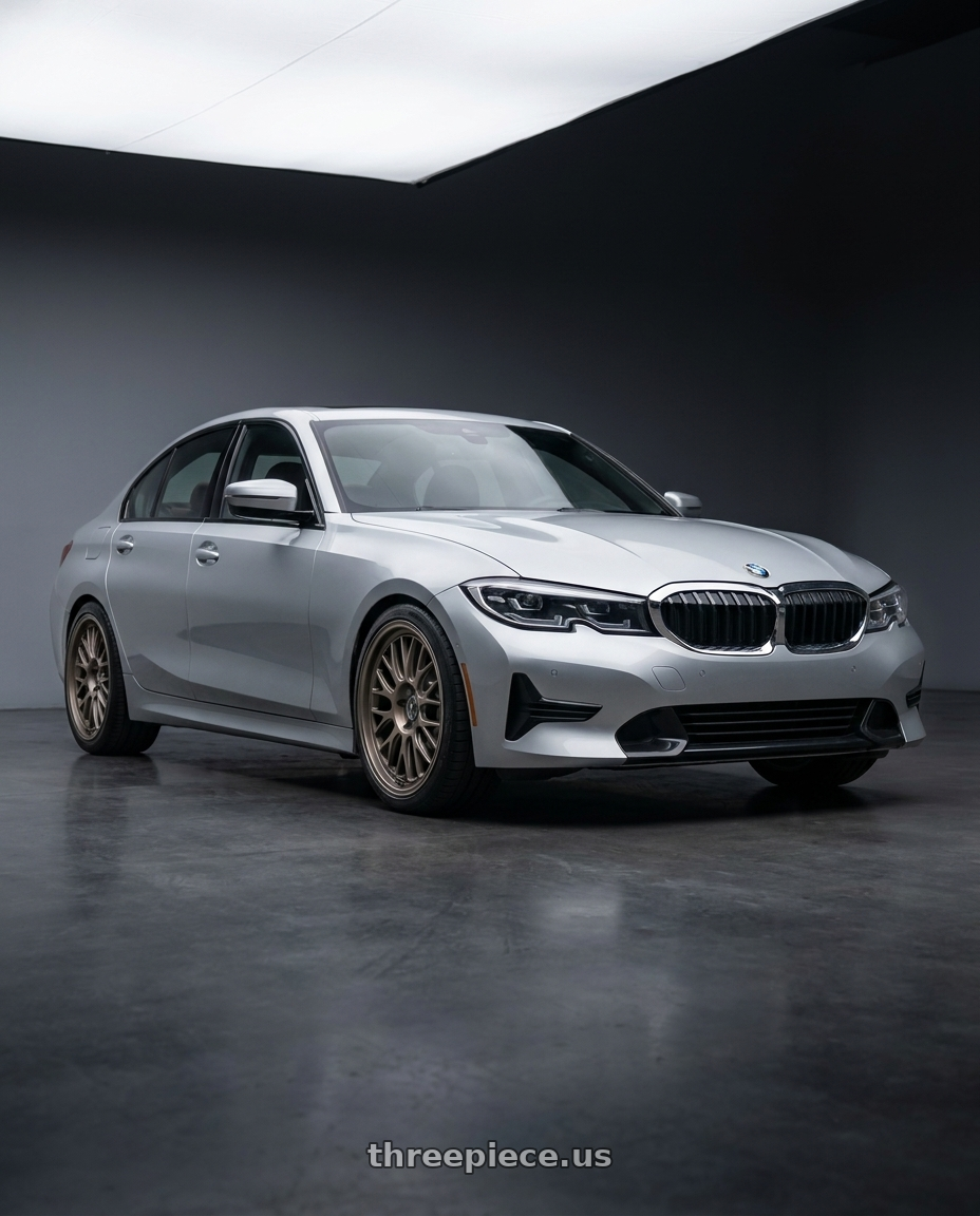 2023 BMW 3 Series G20 with fifteen52 HOLESHOT 5x112 19x8.5 +45 MAGNESIUM GREY (SATIN BRONZE) wheels