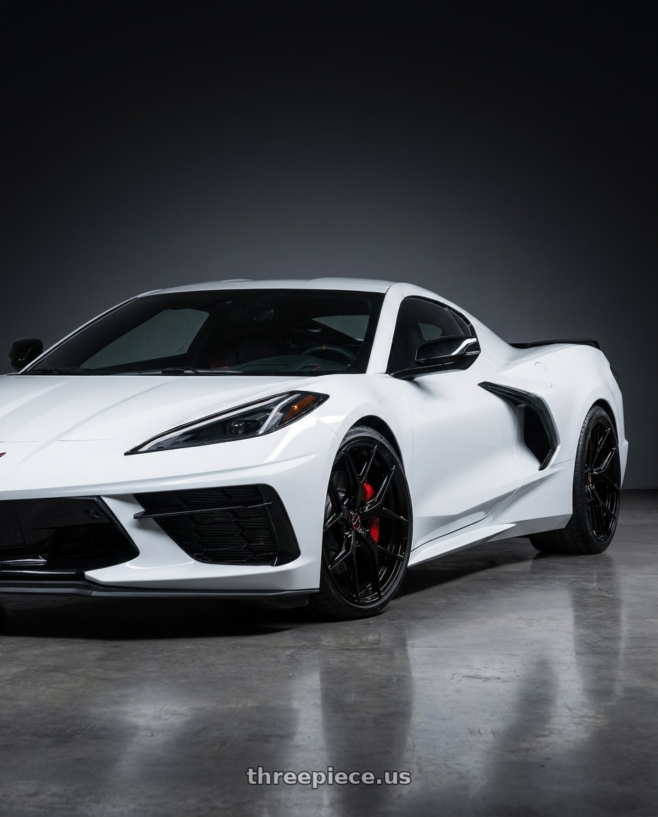 2026 chevy corvette with VOSSEN HF-5 5X120.65 19x10 +28 GLOSS BLACK wheels