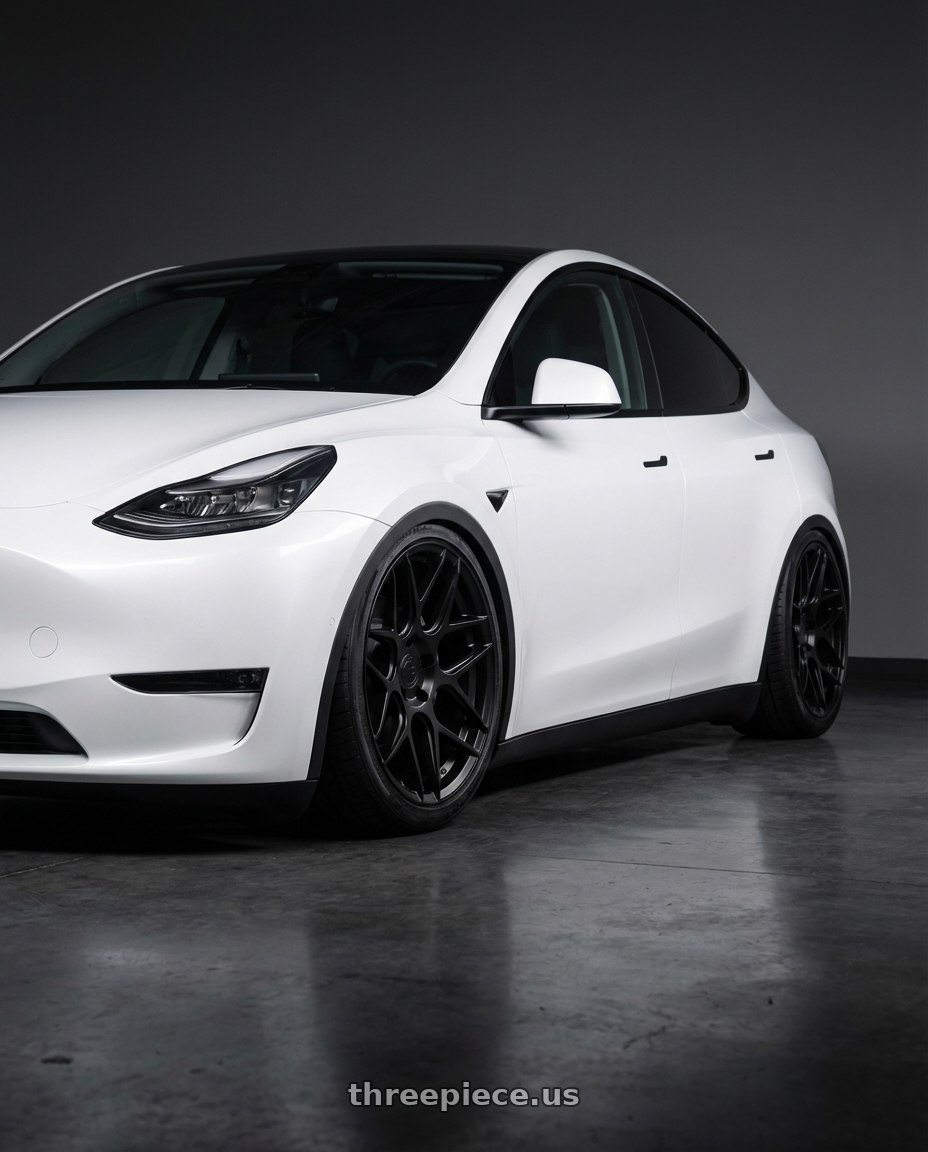 2024 Tesla Model Y with Aodhan AFF2 5x114.3 20x9+32 Matte Black wheels