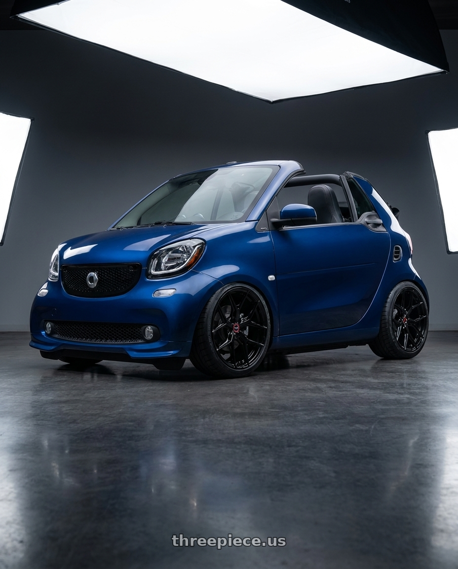 2014 SMART CAR CONVERTIBLE NAVY with VOSSEN HF-5 5X114.3 20x10.5 +45 GLOSS BLACK wheels