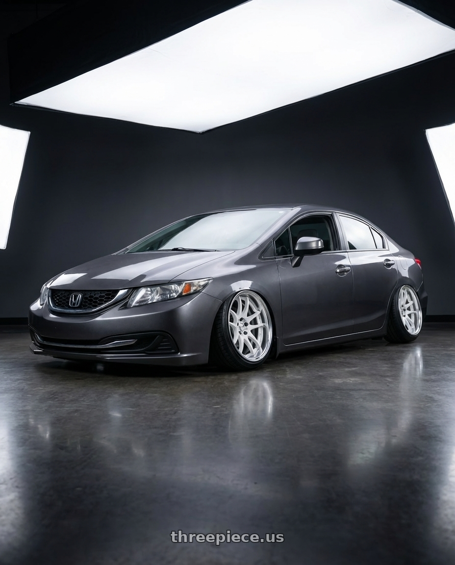 2013 Honda civic with Work Cr 2P 4x100 17x10.0 +12 Gloss White wheels