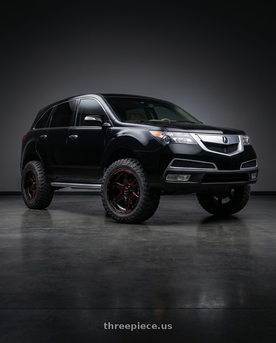 2012 acura mdx with WELD Off-Road Retaliate 6x135 20x9 +10 Gloss Black/Milled RED wheels