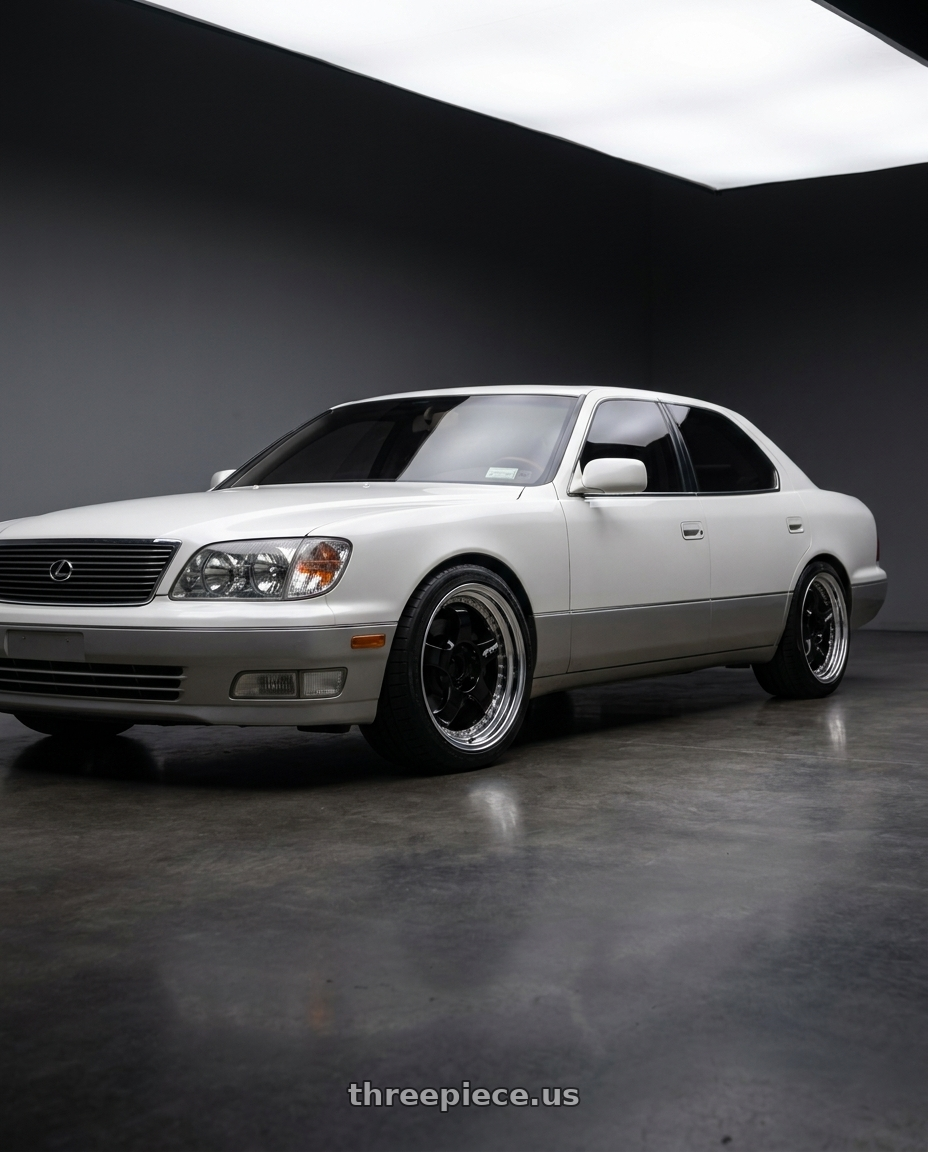 1998 Lexus LS400 with Work Meister S1 3P 5x100 18x9.5+16 A Disk Black wheels