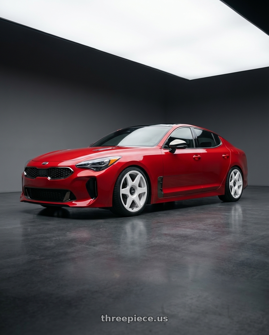 2022 Kia Stinger GT with fifteen52 TARMAC EVO 5x114.3 / 5x120 19x8.5 +35 RALLY WHITE (GLOSS WHITE) wheels