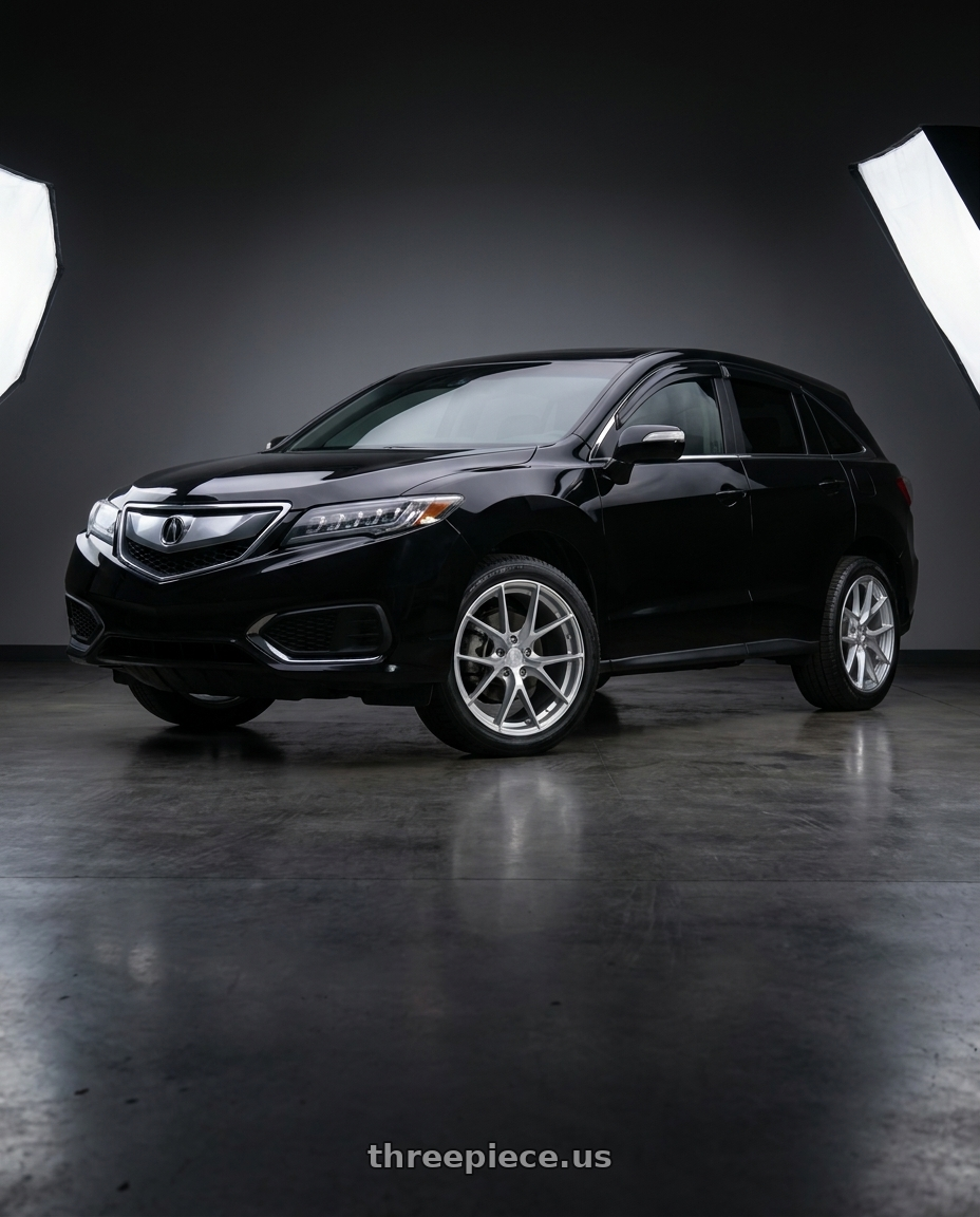 2015 acura rdx black with Aodhan AFF7 5x114.3 19x8.5+35 Gloss Silver Machined Face wheels