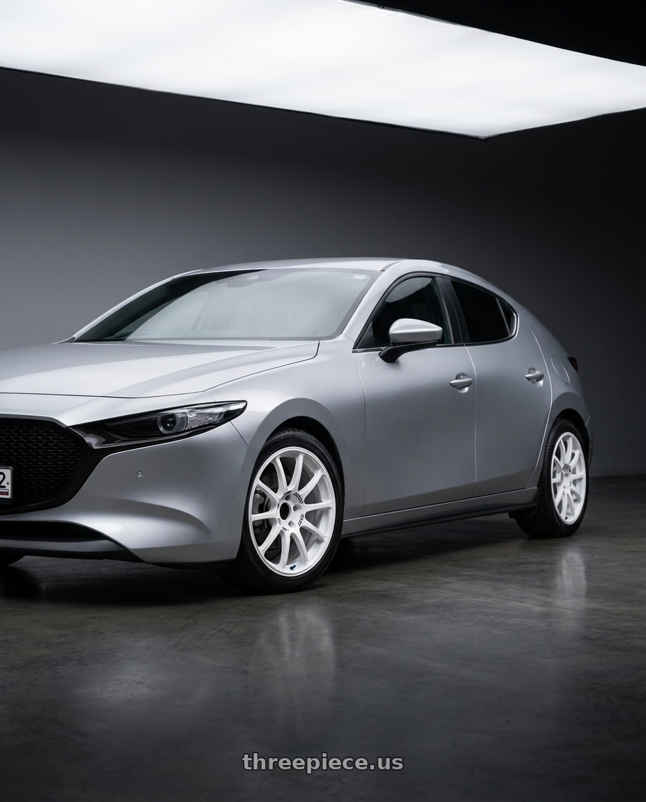 2022 mazda 3 with Advan RCIII 5x114.3 18x7.5+45 White wheels