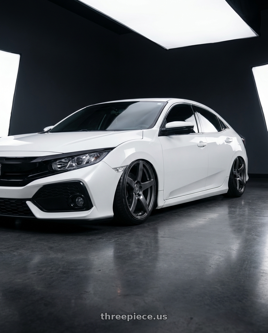2024 Honda Civic with Forgestar CF5 5x114.3 19x10 +42 Gloss Anthracite wheels front three quarter view stanced stance