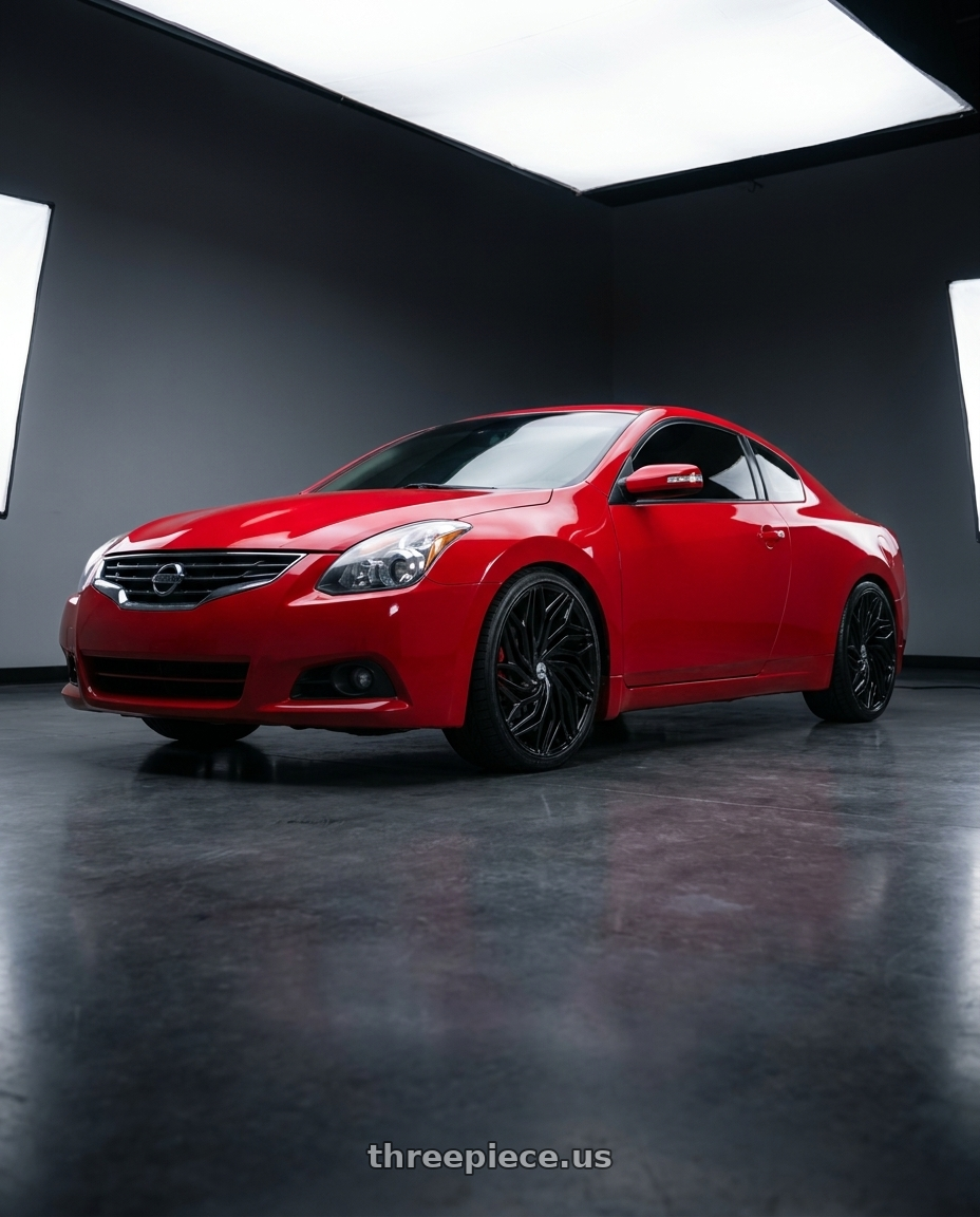 2010 Nissan Altima Coupe with Azara AZA-537 5x114.3/5x120 22x8.5 +38 Gloss Black wheels