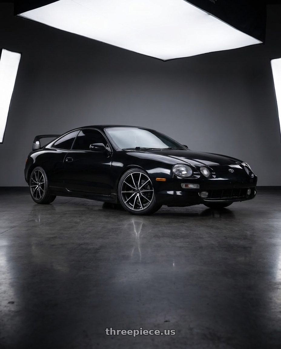 1999 Toyota Celica with Enkei DRACO 5x100 17x7.5+45 Black Machined wheels