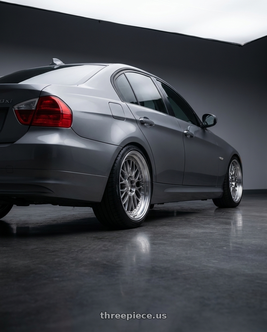 2011 bmw 328xi with ESR Wheels SR SERIES SR01 5x120 18x9.5 +22 Hyper Black wheels rear three quarter view square tires