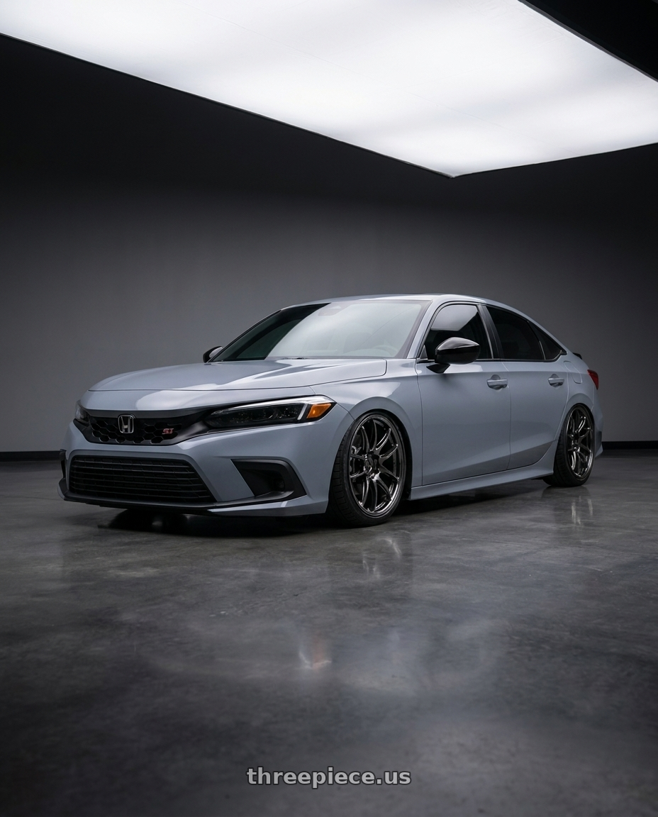 2023 Honda Civic Si Sonic with Work Emotion Zr10 5x114.3 19x8.5 +38 Glim Black Diamond Rim cut wheels