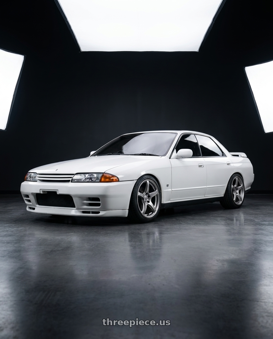 1990 Nissan Skyline gts-t with Work Emotion T5r 5x114.3 17x9 +38 Glow Silver wheels