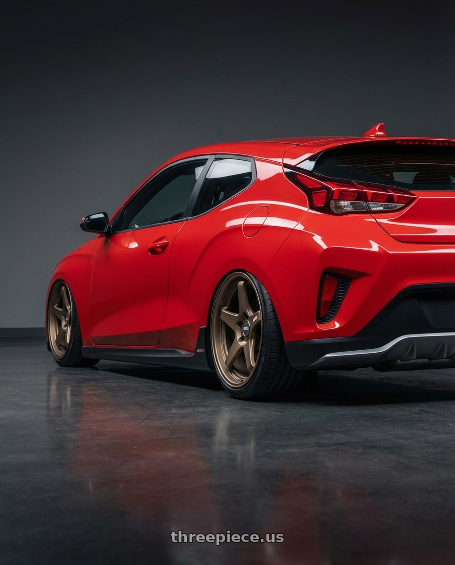 2022 Hyundai Veloster N with ESR Wheels APEX SERIES AP5 5x114.3 19x9.5 +35 Matte Bronze wheels rear three quarter view slight stretch tires