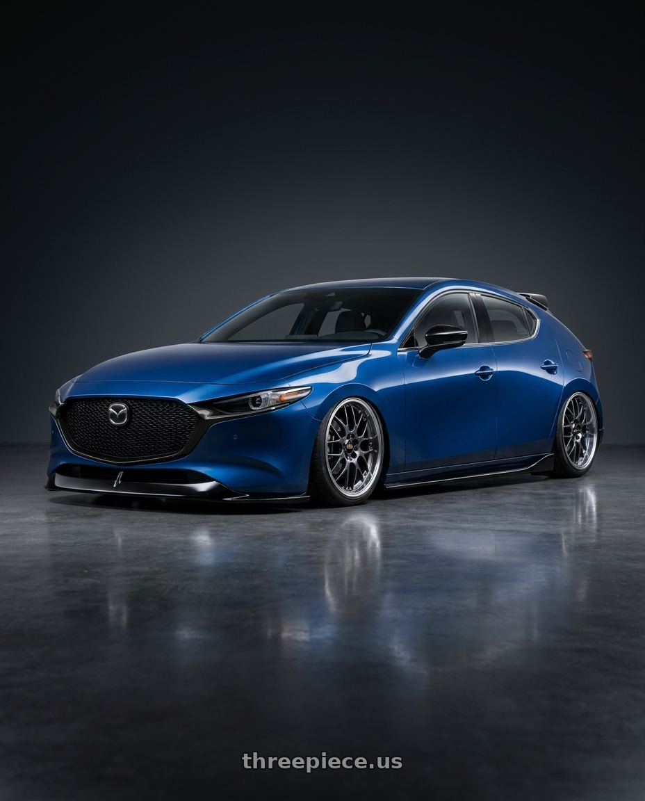 2025 Mazda 3 Deep Mica blue with Aero Kit with BBS RS-GT 5x114.3 19x8.0+45 Diamond Black wheels