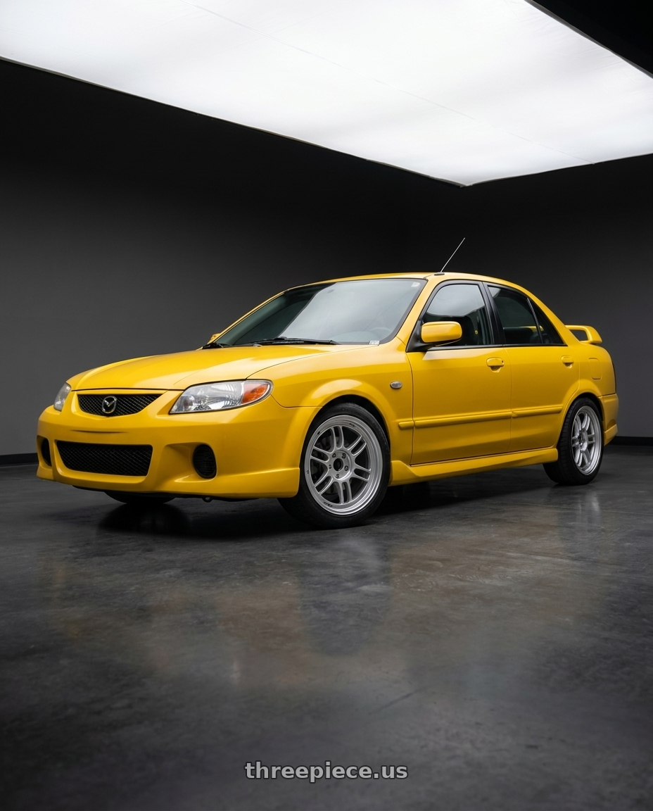 2003 Mazda Protege mazdaspeed blazing with Enkei RPF1 5x114.3 17x7+45 Silver wheels