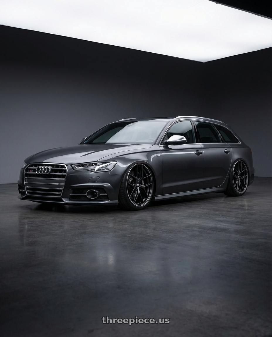 2016 Audi S6 C7 with BBS CC-R 5x112 20x9.0+25 Satin Black wheels front three quarter view stanced stance