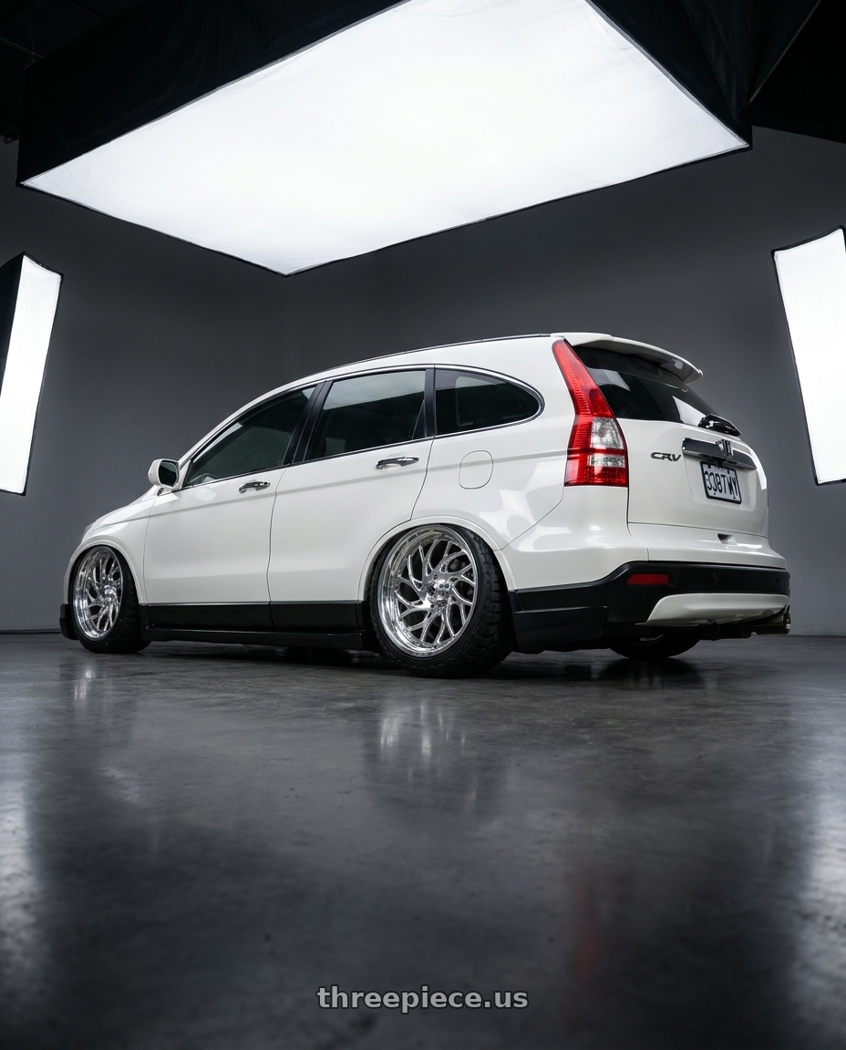 2009 HONDA CRV3 with Fuel UTV D204 RUNNER 4X137 22X7 +13 POLISHED wheels rear three quarter view meaty tires