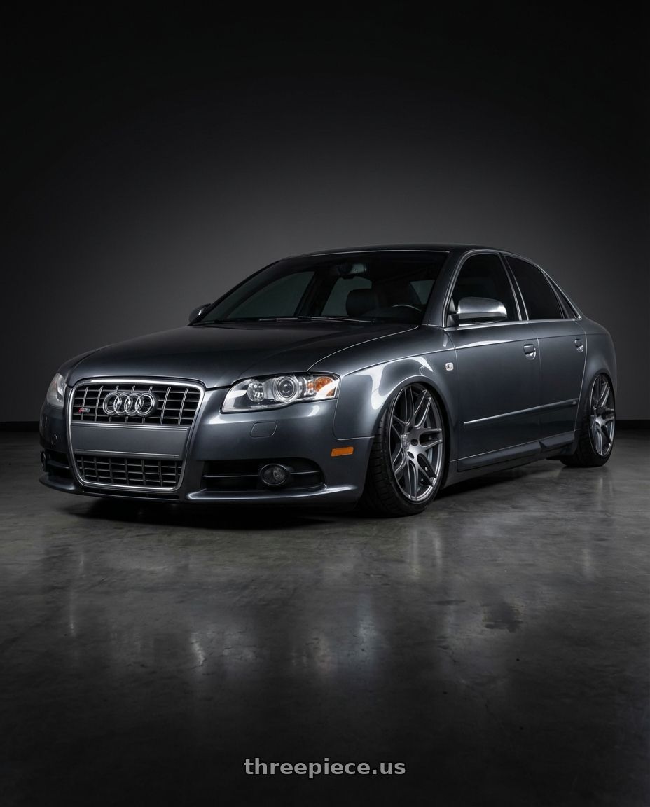 2005 Audi S4 Sedan Dark Grey with Aodhan AFF2 5x112 19x8.5+35 Matte Gray wheels