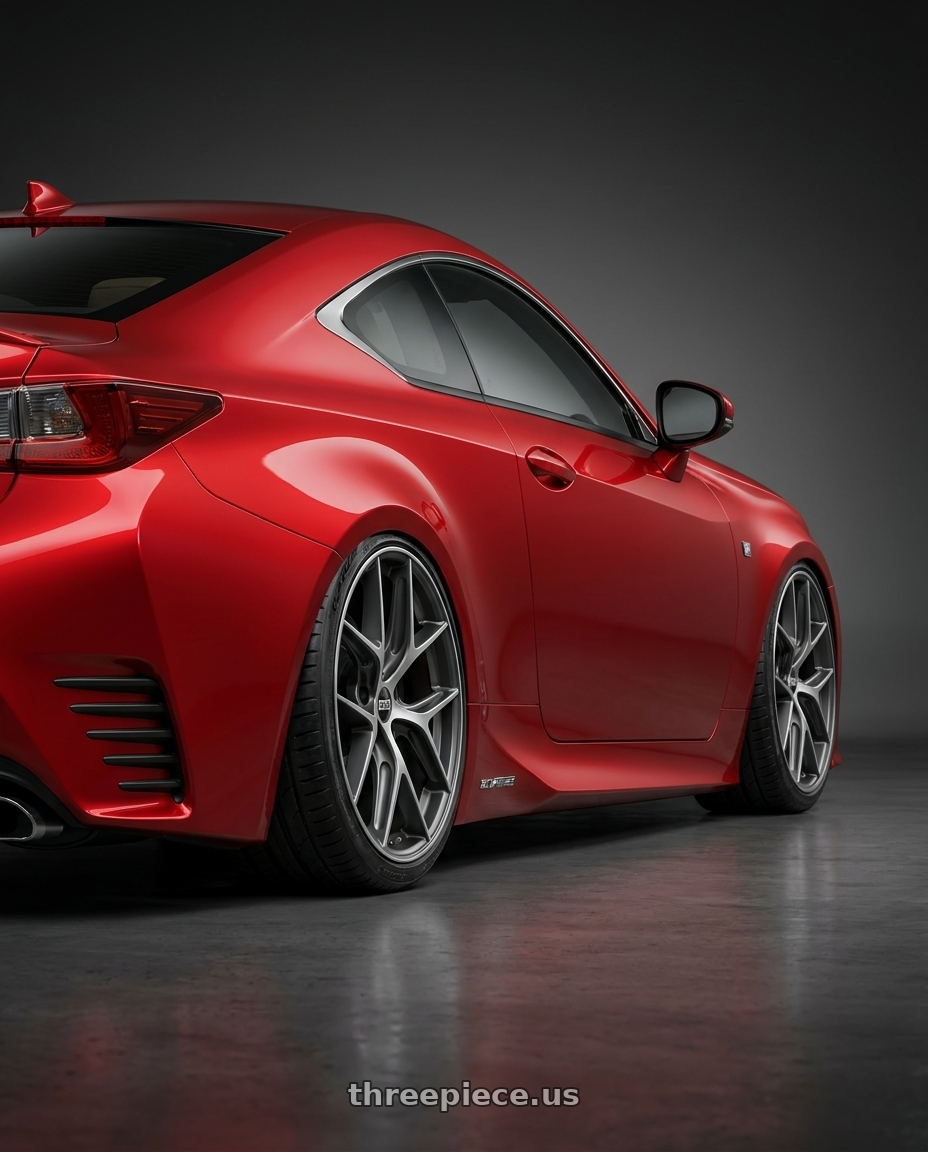 2018 Lexus RC F with BBS CC-R 5x114.3 19x8.5+30 Graphite w/ Diamond Cut Face wheels rear three quarter view slight stretch tires