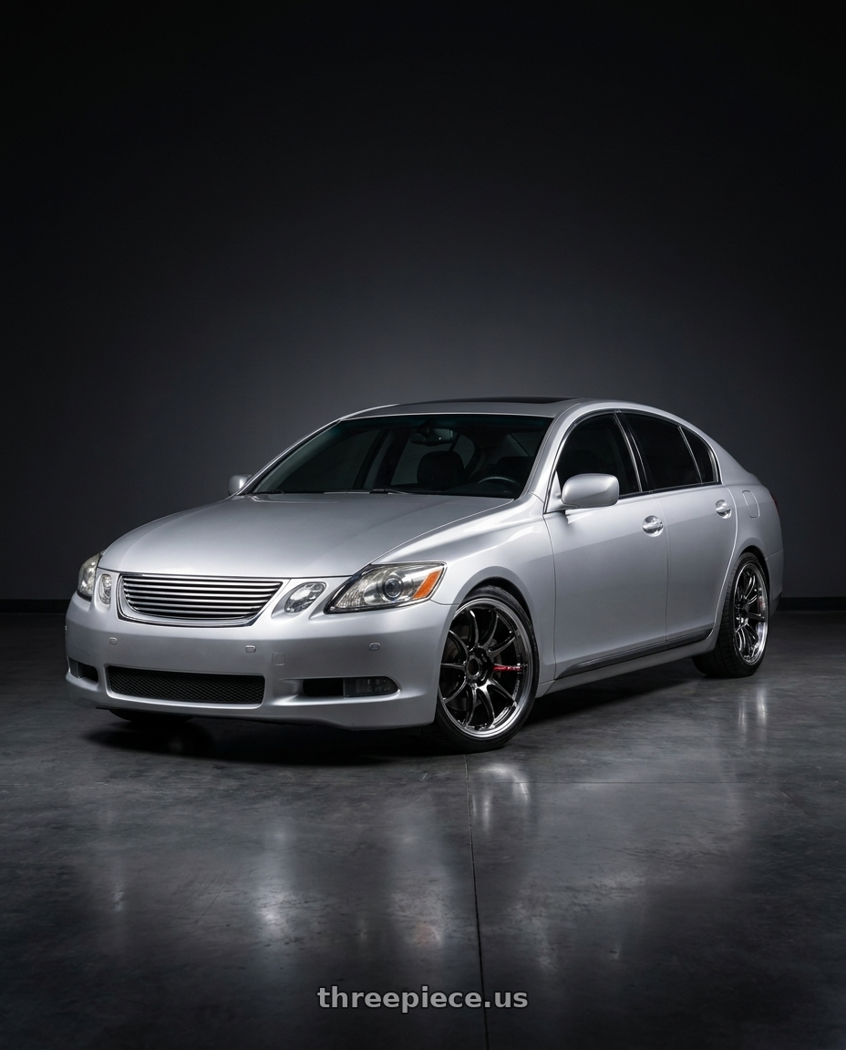 2005 lexus gs300 with Work Emotion Zr10 5x100 19x10.5 +30 Glim Black Diamond Rim cut wheels
