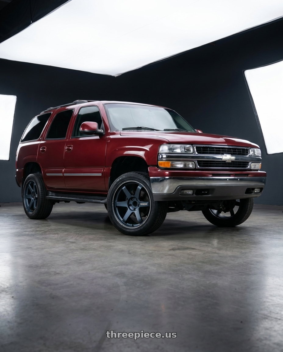 2002 Chevy Tahoe with Volk Racing TE37 ULTRA LARGE PCD 6x139.7 20x9.5+20 Matte Blue Gunmetal wheels
