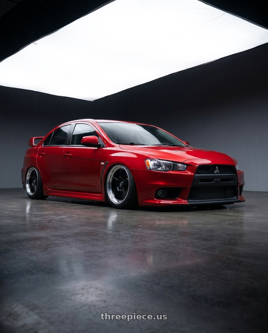 2012 Mitsubishi Lancer Evo X with Forgestar D5 Drag 5x114.3 18x10 +42 Gloss Black Machined wheels