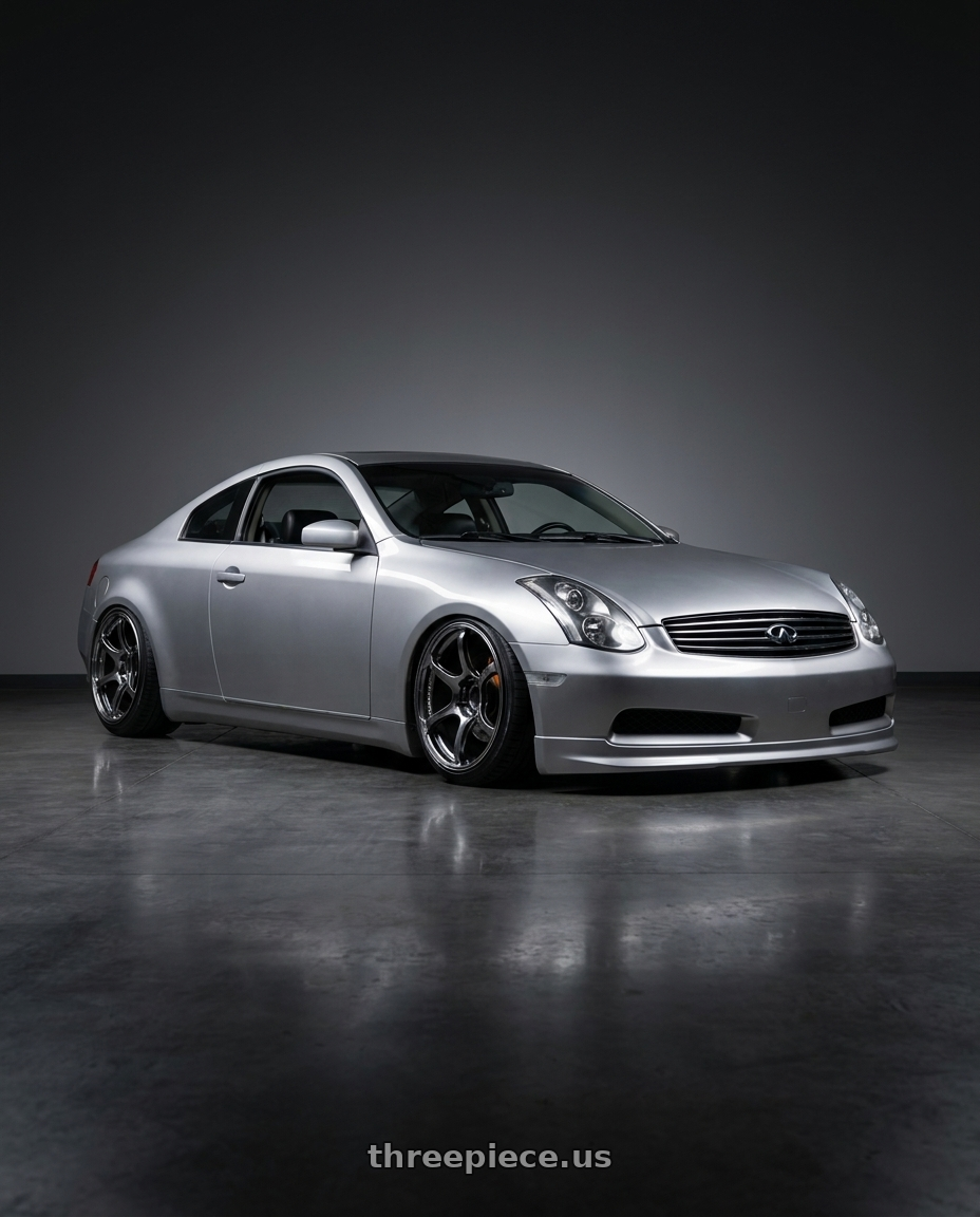 2005 infiniti g35 coupe, silver with Advan Racing RG-4 5x114.3 18x9.5 +45 RACING HYPER BLACK & RING wheels