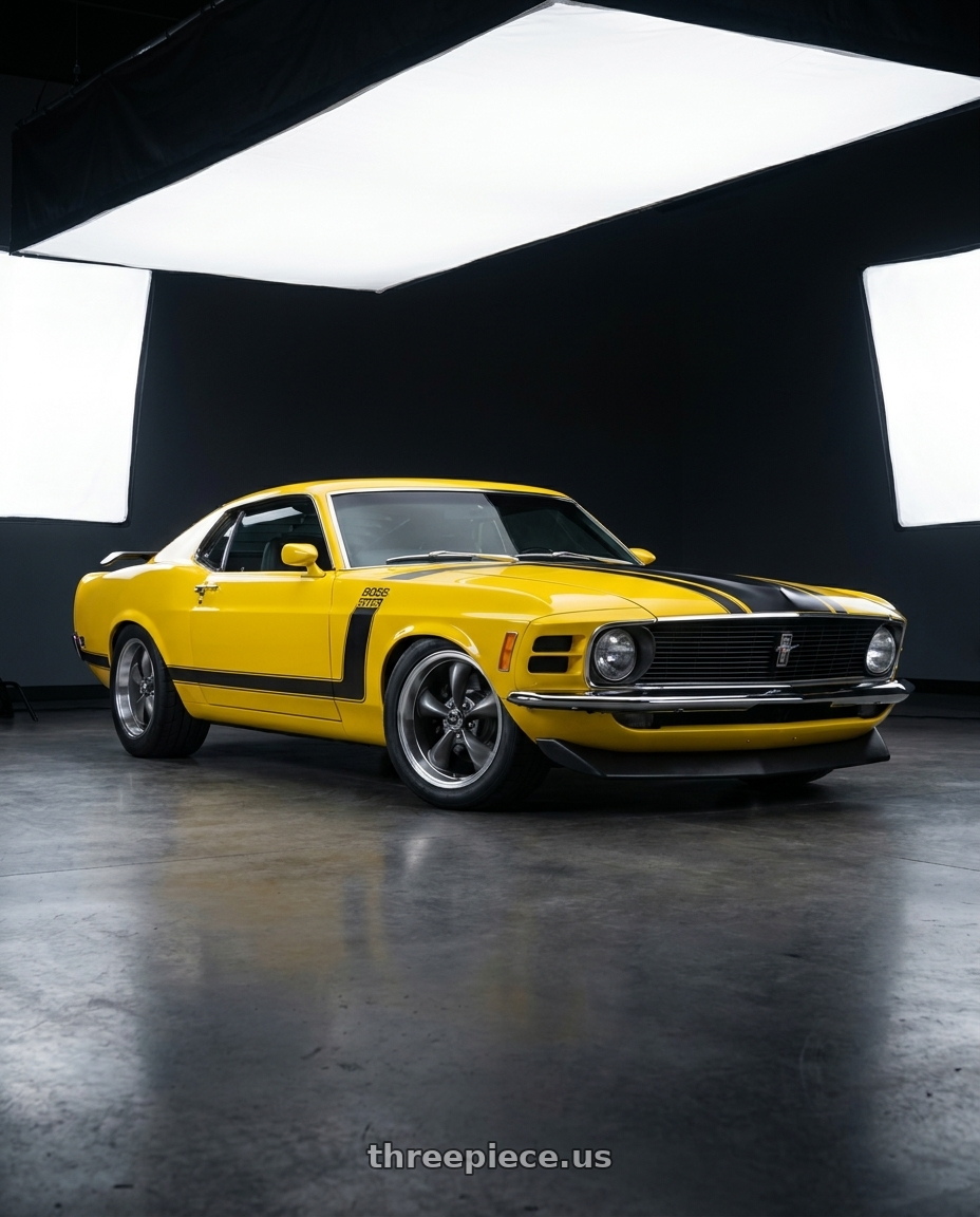 1970 Ford mustang boss 302 with American Racing AR105 TORQ THRUST M 5X114.3 17X7.5 +45 ANTHRACITE W/ MACHINED LIP wheels