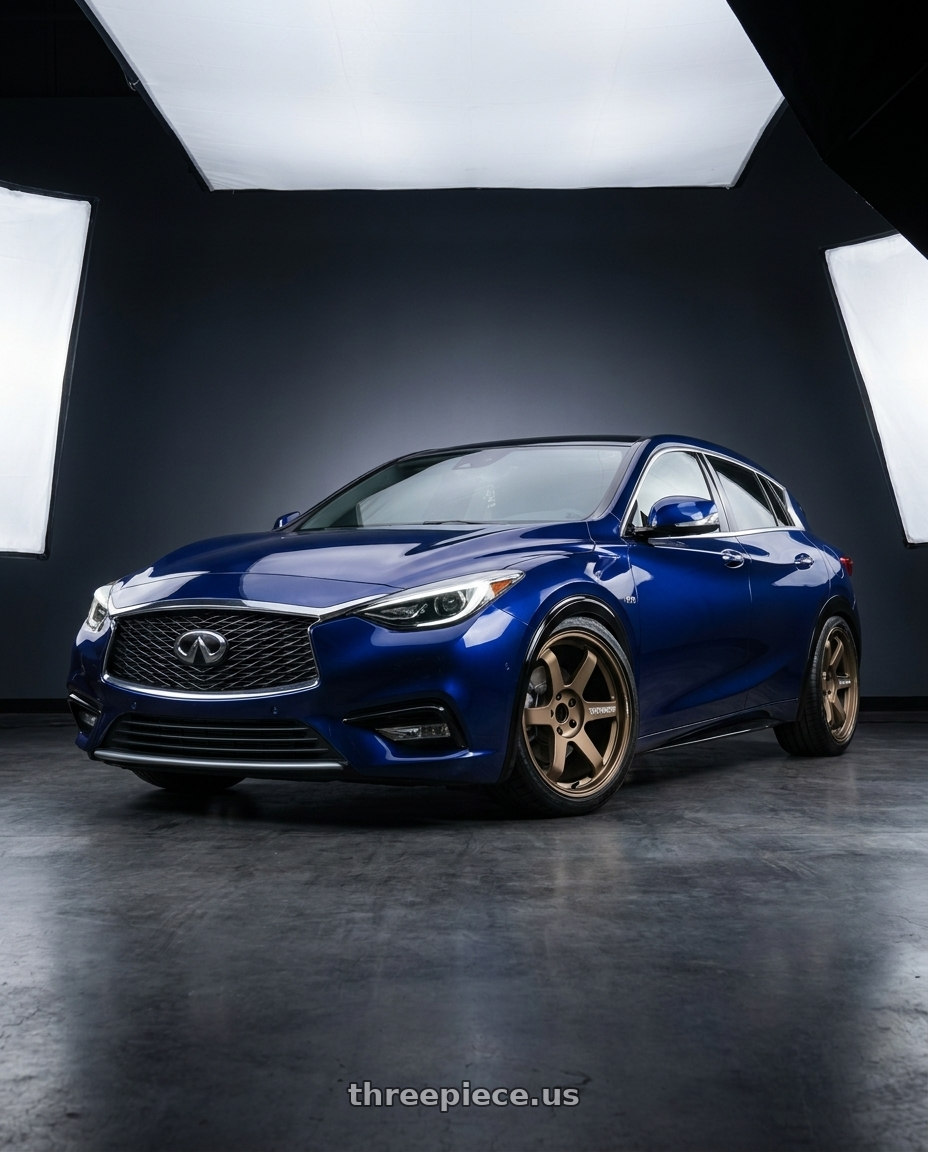 2019 Infiniti Q30 1 6t with Volk Racing TE37 Ultra M Spec 5x112 19x9.5+23 19x10.5+35 Bronze Almite Toyota Supra MK5 Spec wheels