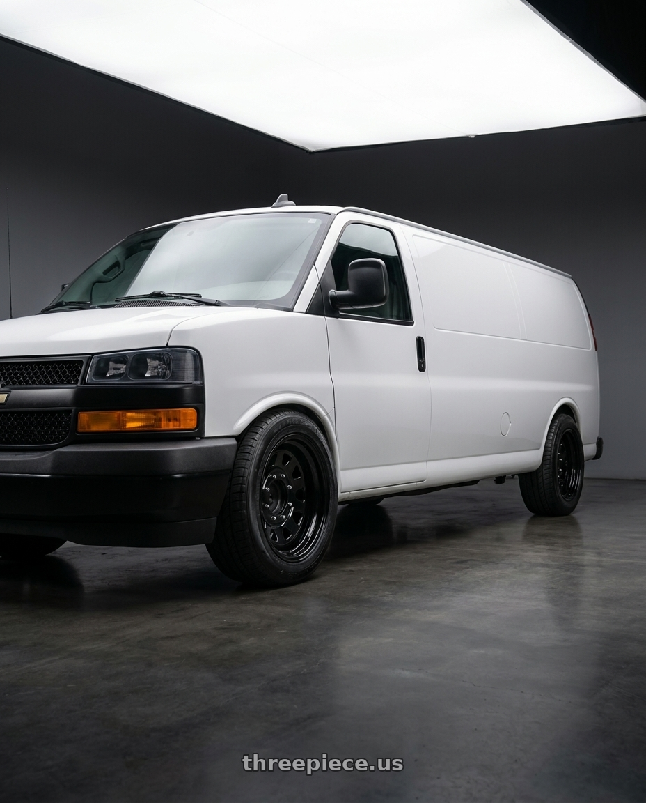 2022 Chevrolet extended express van with Vision HD 84H 8x165.1 17x9-12 Gloss Black wheels