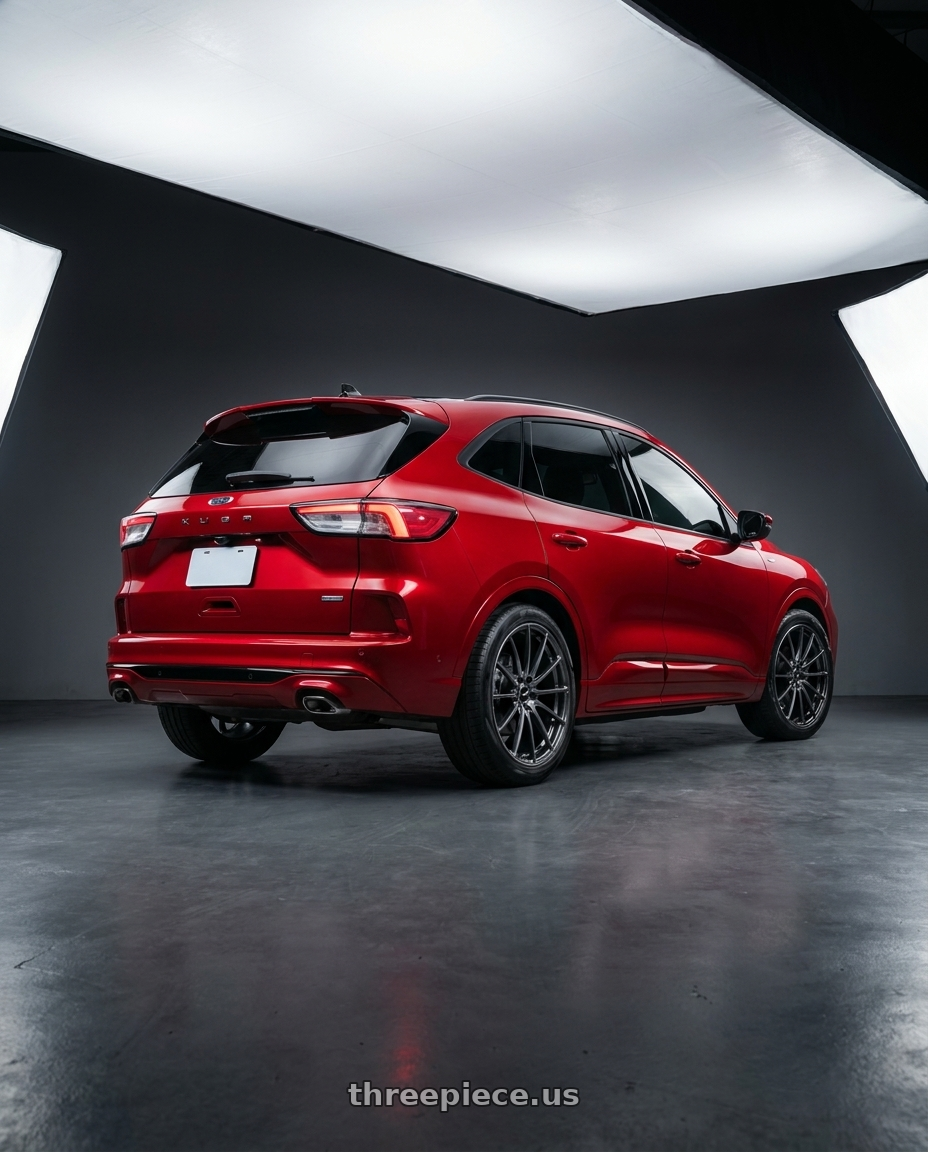 2020 Ford Kuga st line with Versus VMF L-01 5x120 21x10+18 Gunmetal wheels rear three quarter view slight stretch tires