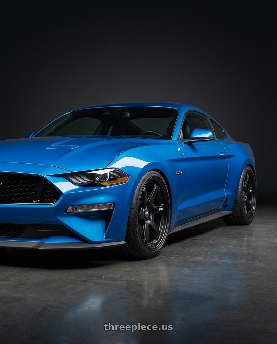 2022 Ford Mustang GT with ESR Wheels APEX SERIES AP6 5x114.3 19x11 +22 Matte Black wheels