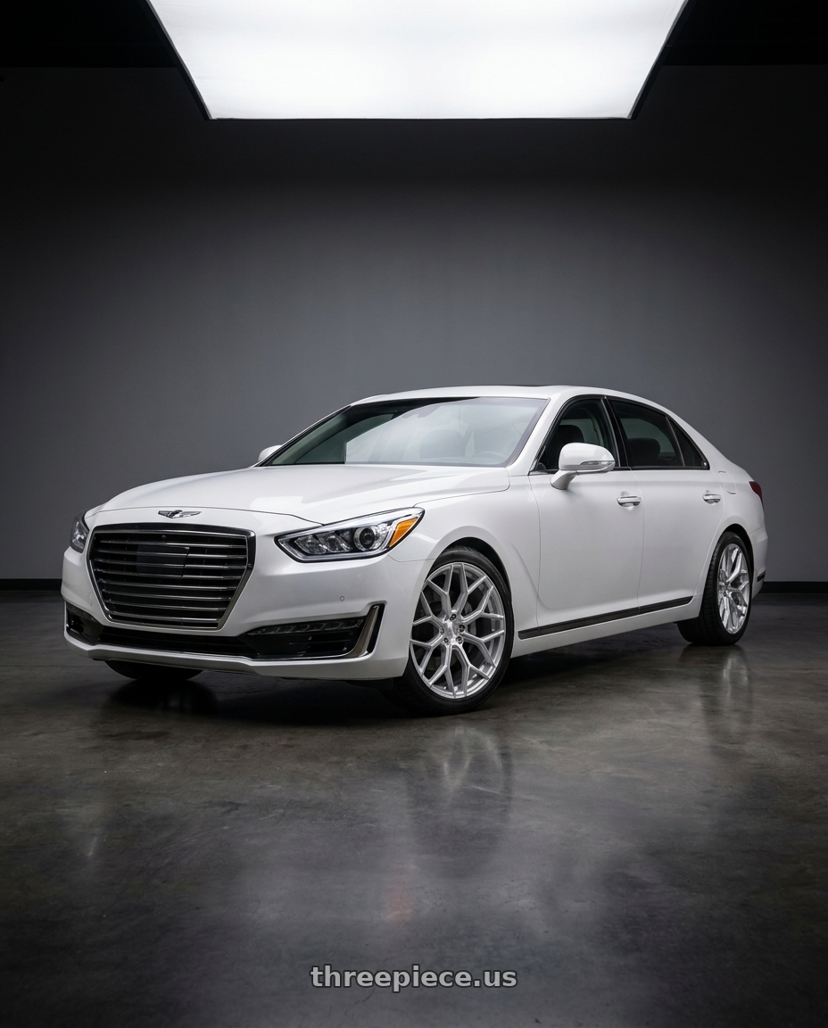 2018 genesis g90 ultimate with DOLCE PERFORMANCE PISTA 5x114.3 20x10 +40 Gloss Silver Machined Face wheels