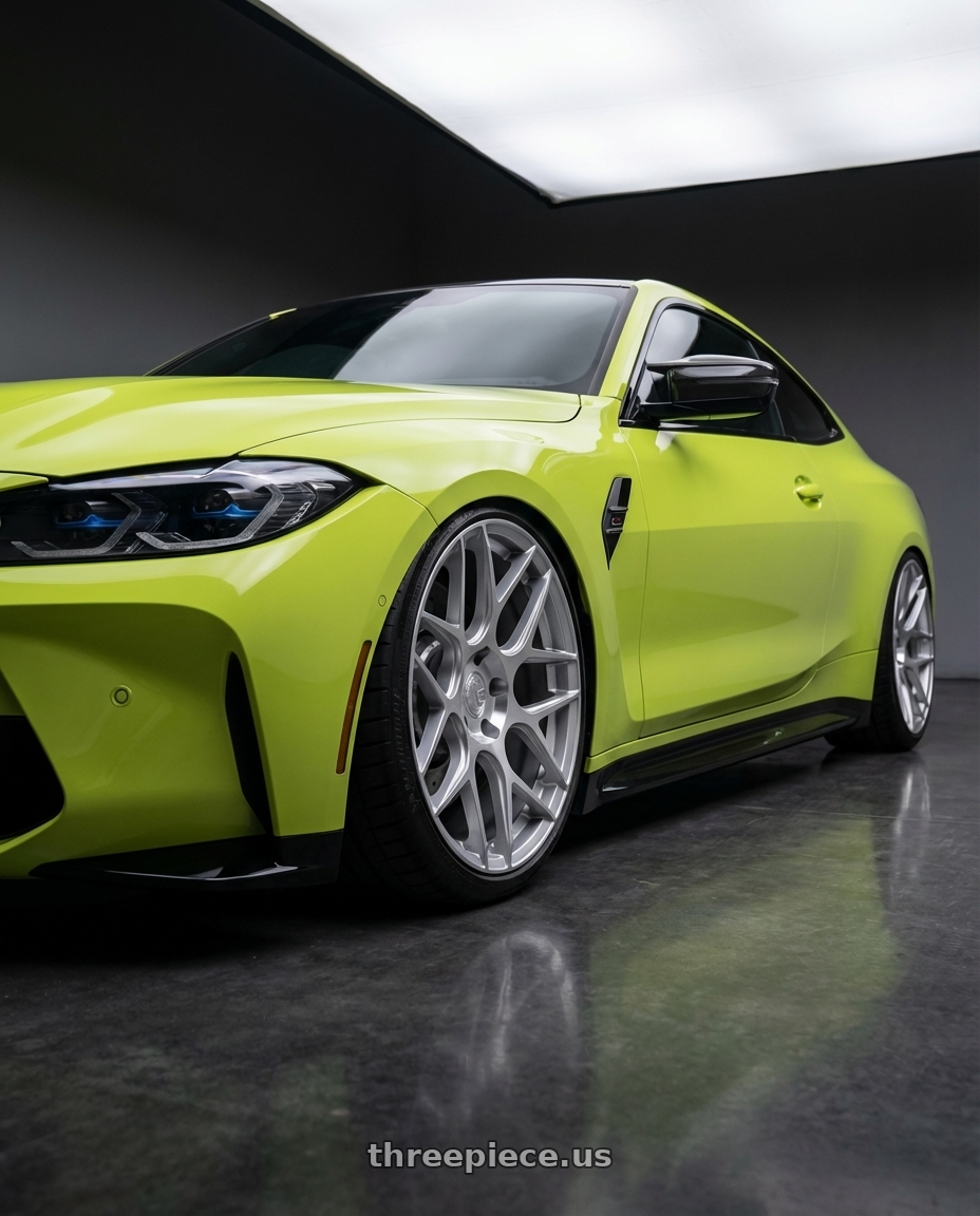 2024 BMW M4 G82 with Aodhan AFF2 5x112 19x8.5+35 Gloss Silver Machined Face wheels