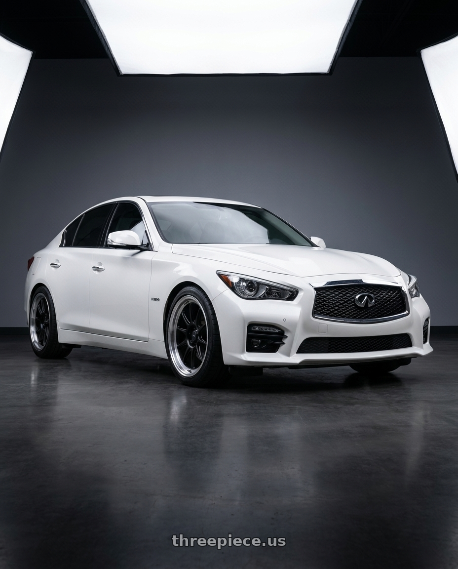 2020 Infiniti Q50 with Konig Countergram 5x114.3 19x9.5+35 Matte Black / Matte Machined Lip wheels