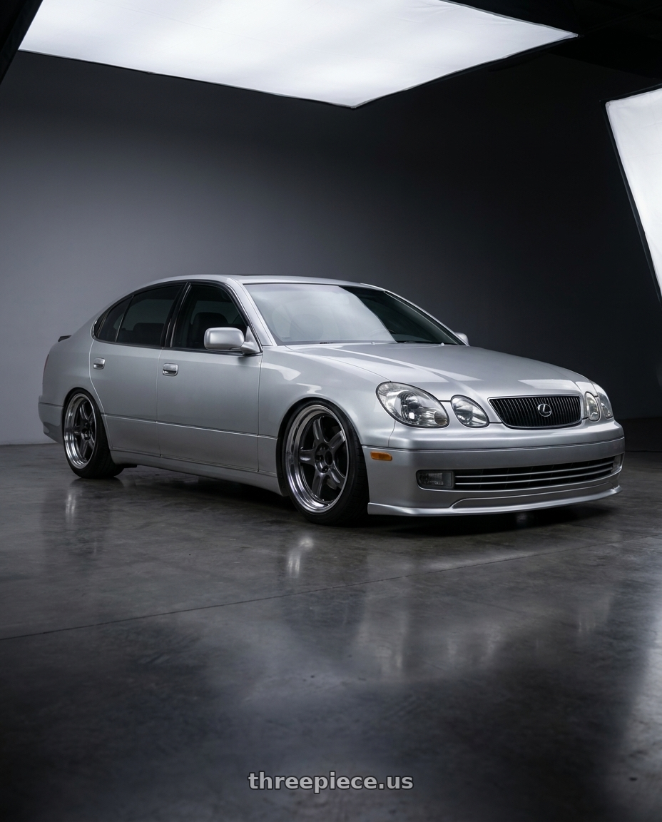 1998 Lexus Gs300 silver with Volk Racing 21C 5x112 18x9.5 +22 DARK GUNMETAL / RIM DC wheels