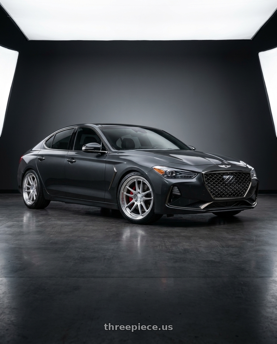 2019 Genesis g70 with ESR Wheels FORGETECH SERIES RF2 5x108 19x10.5 +22 Hyper Silver wheels