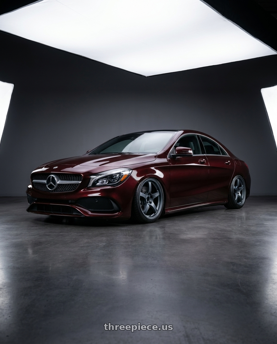 2018 Mercedes-Benz CLA C117 with Gram Lights 57CR 5x112 19x8.5+45 Gunblue II wheels