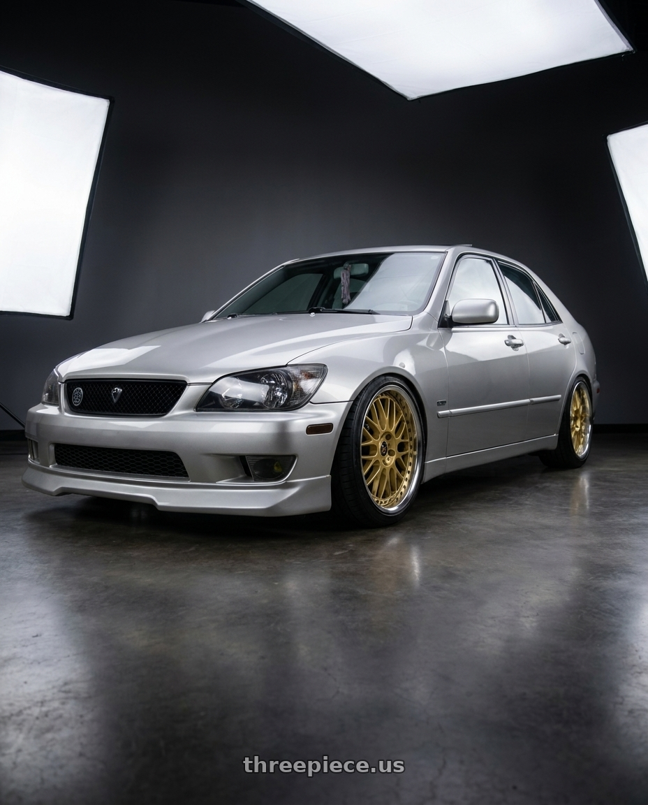 2004 lexus is300 with Work Vs-Xx 5x114.3 18x8+38 A Disk Gold wheels