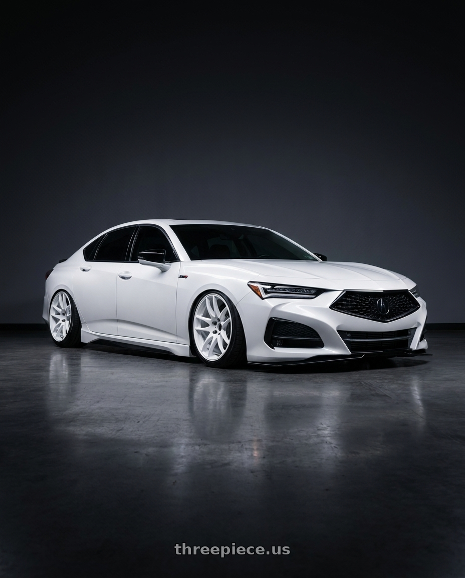 2022 Acura TLX 2 0T with Work Emotion Cr Kiwami 5x120 19x8.5 +35 White wheels