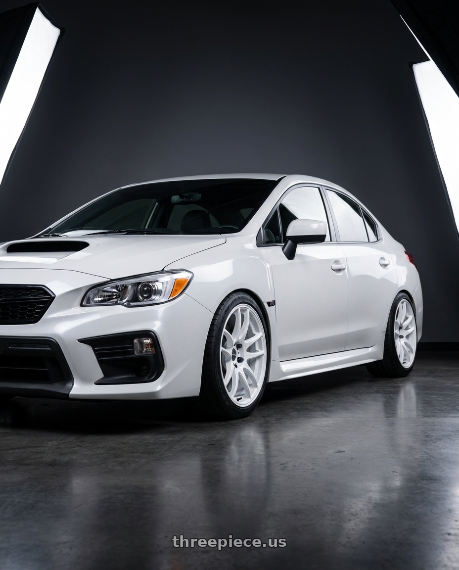 2021 subaru wrx crystal white with Work Emotion Cr Kiwami 5x114.3 18x9.5 +38 White wheels