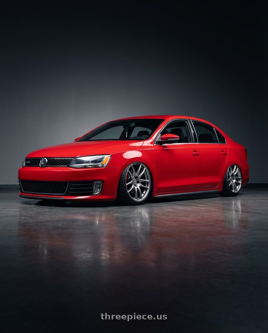 2012 Volkswagen Jetta GLI tornado red with Work Emotion Cr Kiwami 5x112 18x8.5 +38 Gt Silver wheels