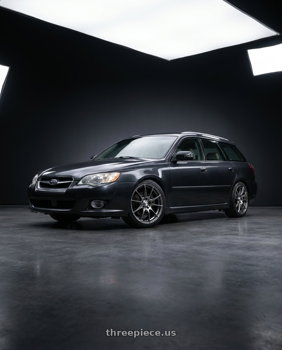 2009 Subaru Legacy 2 5i with WedsSport SA-25R 5x100 17x7.5+48 Platinum Silver Black wheels