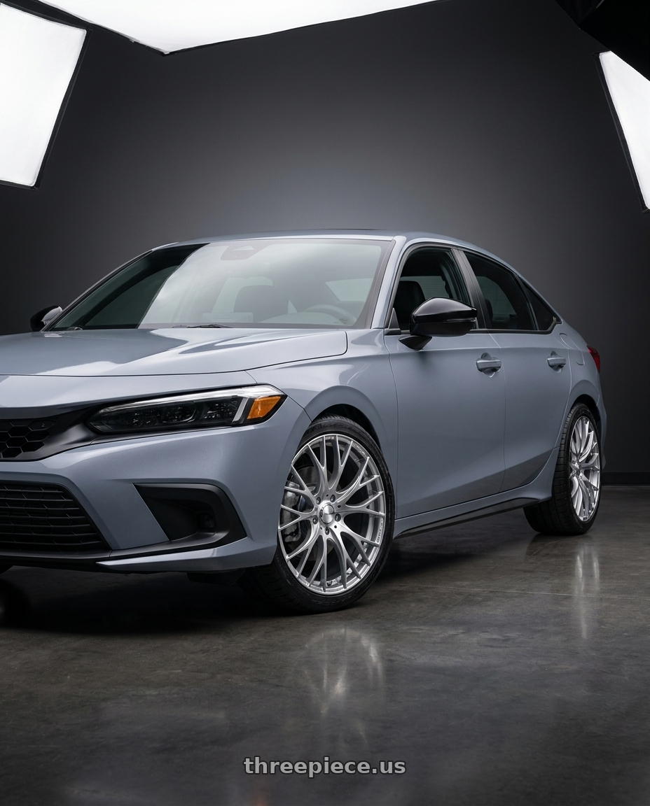 2025 Honda Civic e:HEV with WedsSport SA-20R 5x114.3 19x8.5+45 VI Silver wheels